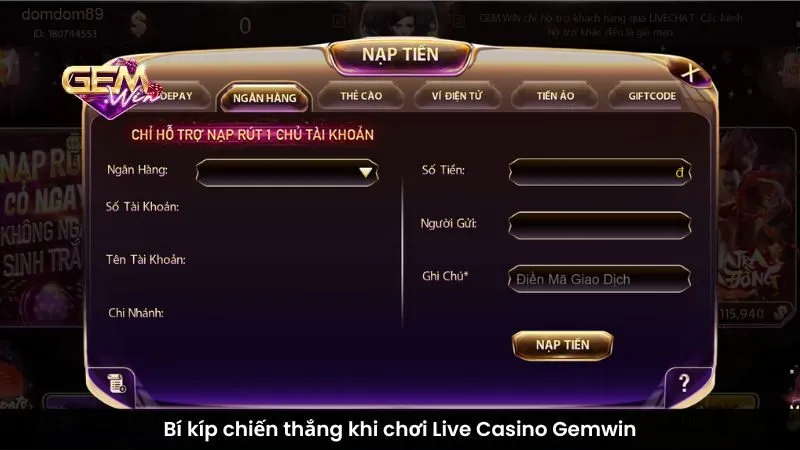 Bí kíp chiến thắng khi chơi Live Casino Gemwin