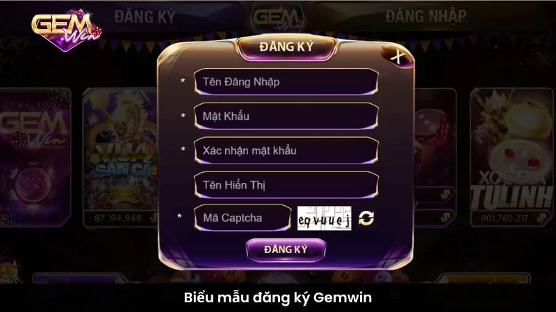 Biểu mẫu đăng ký Gemwin