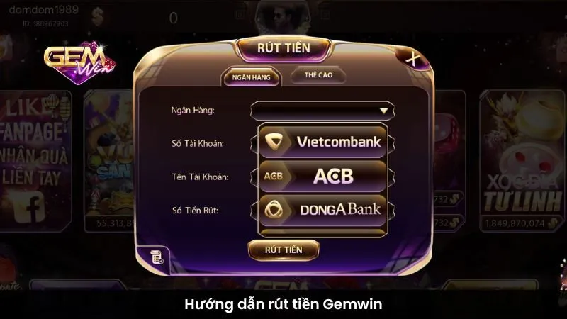 Hướng dẫn rút tiền Gemwin