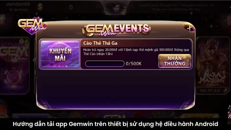 Hướng dẫn tải app Gemwin trên thiết bị sử dụng hệ điều hành Android