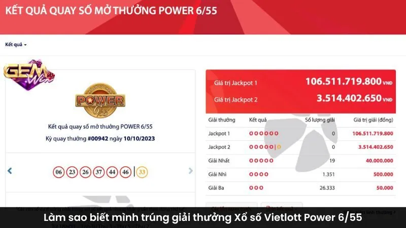 Làm sao biết mình trúng giải thưởng Xổ số Vietlott Power 6/55