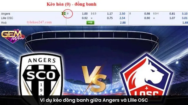 Ví dụ kèo đồng banh giữa Angers và Lille OSC