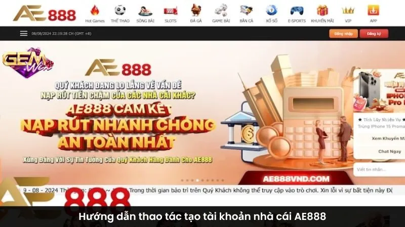 Hướng dẫn thao tác tạo tài khoản nhà cái AE888